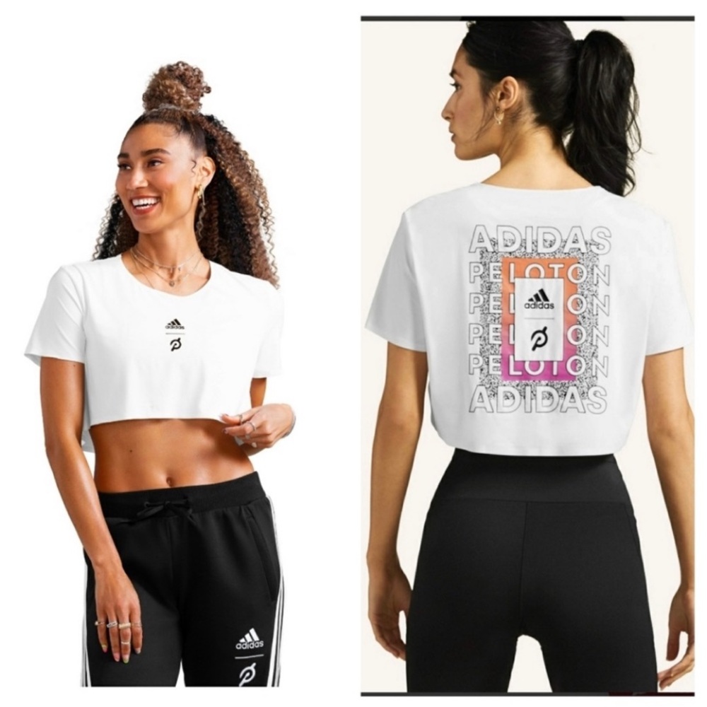 Adidas Women's White Graphic Crop Top